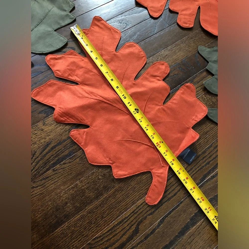Croft & Barrow 4-Piece Burnt Orange/Green Leaves Cut-Out Microsuede Placemats